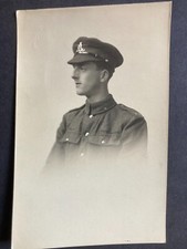 A Young WW1 Soldier Wearing Trench Cap Real Photo Vintage WW1 Postcard T12