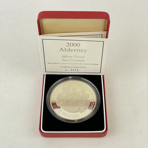 2000 alderney silver proof ten - silver,