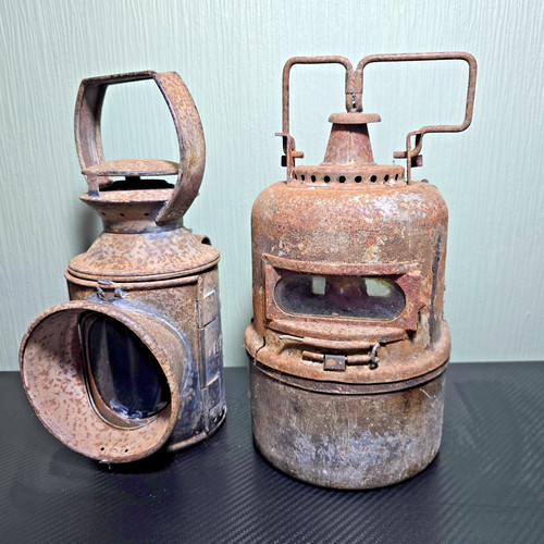 Old vintage railways lamps - old,