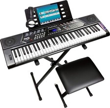RockJam 61 Key Electronic Keyboard Piano W/ Stand, Stool & Headphones RJ5061