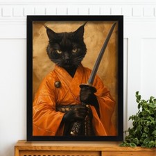 Samurai Cat Art Print Japanese