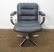 Vintage 1960s chrome grey swivel desk chair  ex hair dressers armchair italian
