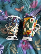 X2 Fine Bone China Art Deco Style Mugs Made In England