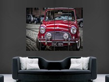 MINI COOPER CLASSIC CAR POSTER PRINT RED ART WALL LARGE IMAGE GIANT