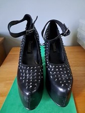 Demonia Cheat Black Platform Shoes with Diamanté & Spikes - Size 5 USED No Box
