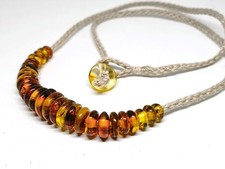 Tablet Amber Beads Necklace On