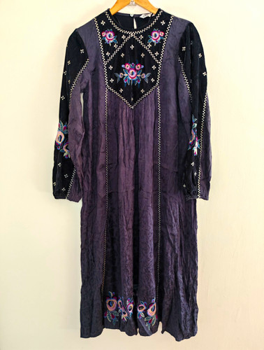 Zara purple black - purple/black, embroidered