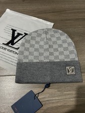 Chequered Design Mens Grey Beanies | One Size BRAND NEW