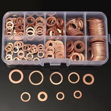 100Pcs Copper Washer Sump Plug Oil Seal Gasket Assorted Set M8,M10,M12,M14