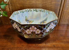 STUNNING Aynsley FAIRYLAND BUTTERFLY LUSTRE & FLOWERS Octagonal BOWL - 19.7cms