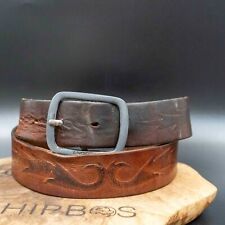 Energie Mens Belt Vintage Leather Belt Jeans Leather Belt Brown Size 36