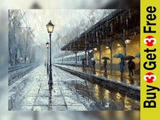 Rainy Train Station 5"x7"