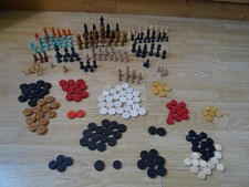 Bundle Assorted WOODEN CHESS & DRAUGHT PIECES - 4 ins High max