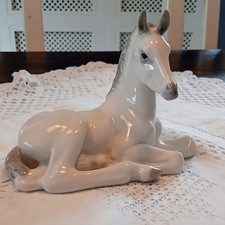 Lomonosov LFZ, Porcelain White Horse Figuirine, Made In USSR, 15 X 11 cm
