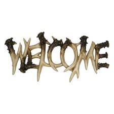 Rivers Edge Products Rustic Welcome Plaque Hanging Sign Door Decor Deer Antler