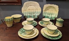Art Deco Geometric Tea Set - Crown Staffordshire - Antique Green