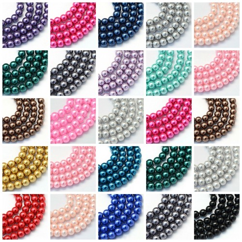 Glass pearl beads - pearl, strand