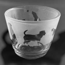 LABRADOR  Frieze Rustic Glass Tealight Holder - Engraved by Hand - Labrador gift