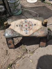 Vintage Egyptian Saddle Chair with Leather Seat