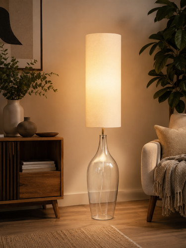 Nickel bubble glass floor lamp - floor,