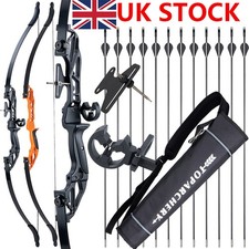 Archery 54" Takedown Recurve Bow 20-55LBS & Fiberglass Arrows Bow Hunting Target