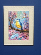 Original Oil Painting Blue Tit