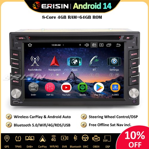 64gb double din android - 14, car