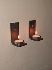 2 x Rustic Metal Steel Wall Mounted Candle Sconces Tealight Holder Ideal Gift UK