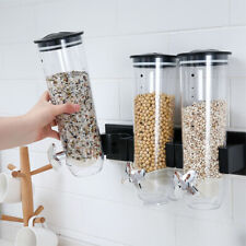 Wall Mounted Triple Cereal Dispenser Dry Food Container Kitchen Storage Machine
