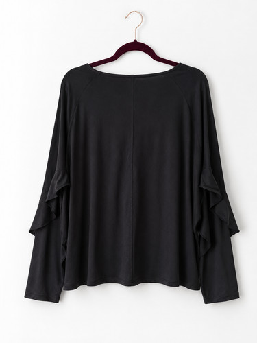 Black ruffle sleeve blouse - sleeve,
