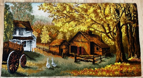 Vintage axminster picture rug - picture,