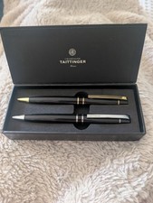 New Champagne TAITTINGER Reims Pen Set Black with Gold and Silver Finish