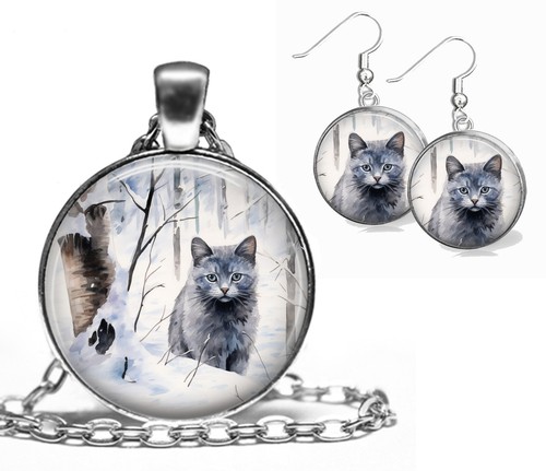 Russian blue cat - russian, pendant