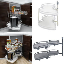 Corner 1000/900mm Kitchen Blind Storage Shelving Unit Cabinet Carousel Twin Tray