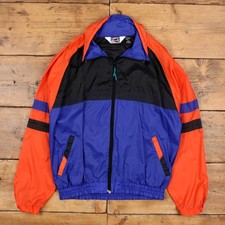 Vintage Gascon Windbreaker Jacket L Mens 80s Blue Pattern Nylon Full Zip