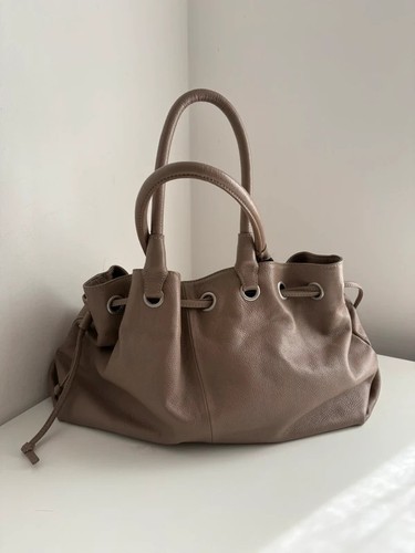 Boden beige drawstring leather