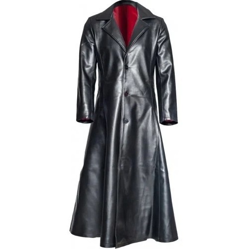 Trench coat faux leather long - coat,