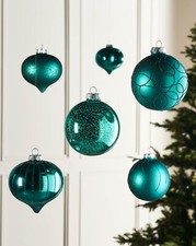 Teal Glass Baubles, 6 Pack