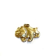 9ct vintage British bulldog charm / pendant with diamond collar