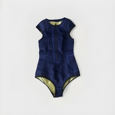 Duskii Neoprene One Piece Swimwear Wetsuit Sleeveless Zip Up Blue XS