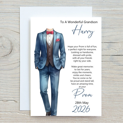 Personalised boys prom card - boys,