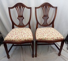 Bradley Yew Wood Hepplewhite Style Dining Chairs Set of 2 Vintage VGC 