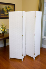 White 6 Panel Solid Style Wicker Room Divider Privacy Screen Separator Partition