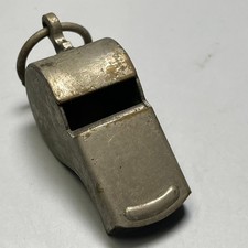 Vintage Nickel Plated Brass Whistle Made In U.S.A Antique Used Military? Police?