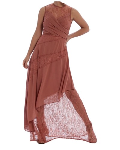 Rose pink asymmetric ruffle - asymmetric,
