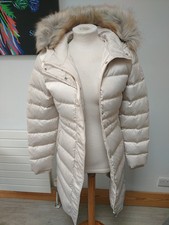 Ladies Cream Puffer Jacket Calvin Klein Size S Est UK 10 Fur Hood Trim