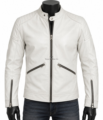 Men white genuine lambskin - white,