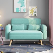 Aquamarine 2 Seater Sofa Small Couch Compact Mid Century Settee for Flats