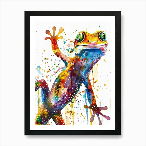 Gecko colourful watercolour - colourful,