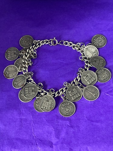 Vintage silver tone paris coin - tone,